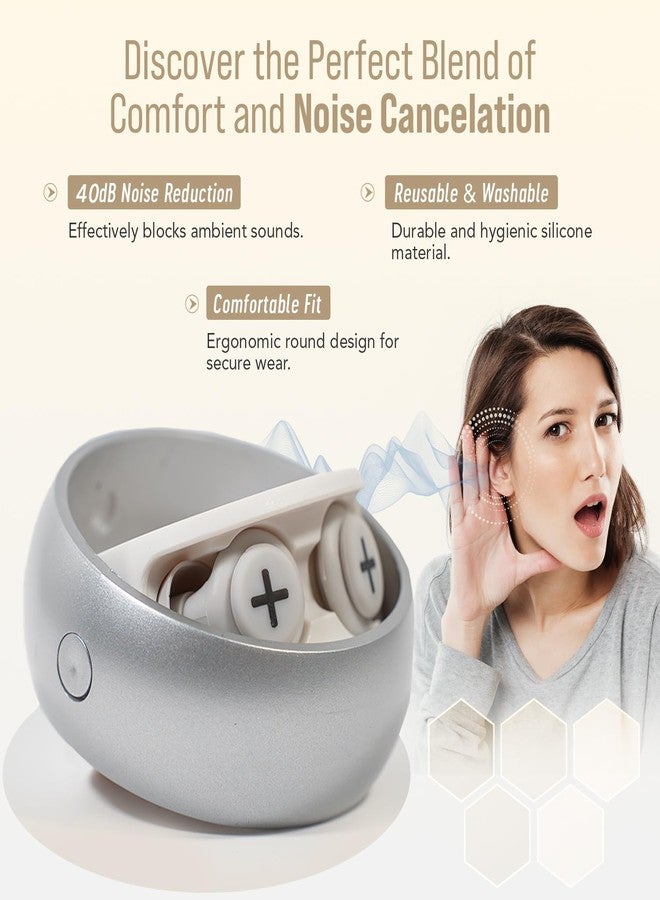 iMeBoBo Soft Silicone Ear Plugs for Noise Cancelation, Sleeping, Hearing Protection 40dB, Sleep, Travel, Work, Study - 6 Reusable Ear Tips (Smoke Grey), Small - Image 3